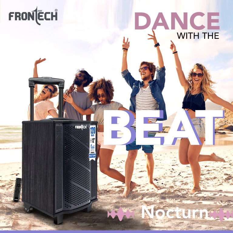 Frontech Nocturn Trolley Speaker | 120W Power | Dual Wireless Mics | Multi-Input (SW-0210) Frontech Nocturn Trolley Speaker | 120W Power | Dual Wireless Mics | Multi-Input (SW-0210)